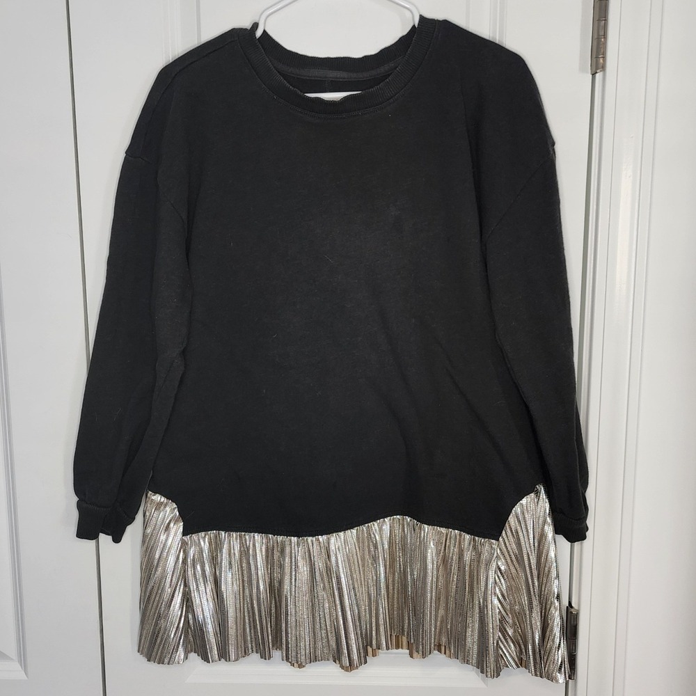 Pilcro Anthropologie Sweatshirt Metallic Silver Hem Size M